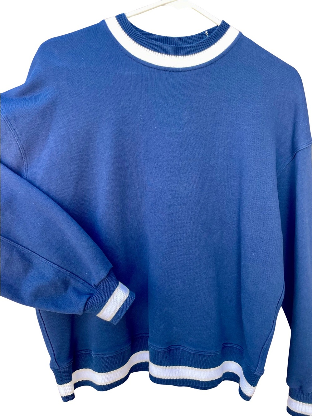 lululemon athletica Navy Crew Preppy Sweatshirt with White Trim - Oversized Fit